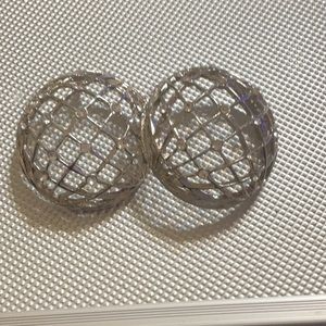 Silver Globe shaped, rhinestone medium sized earrings.